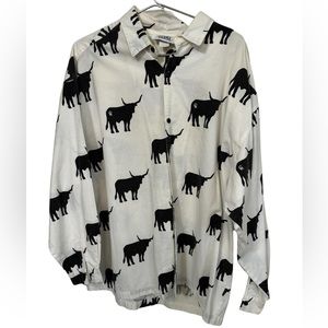 Vintage Cockney Rebels Black & White Cowboy Western Men’s XL Button Down Shirt